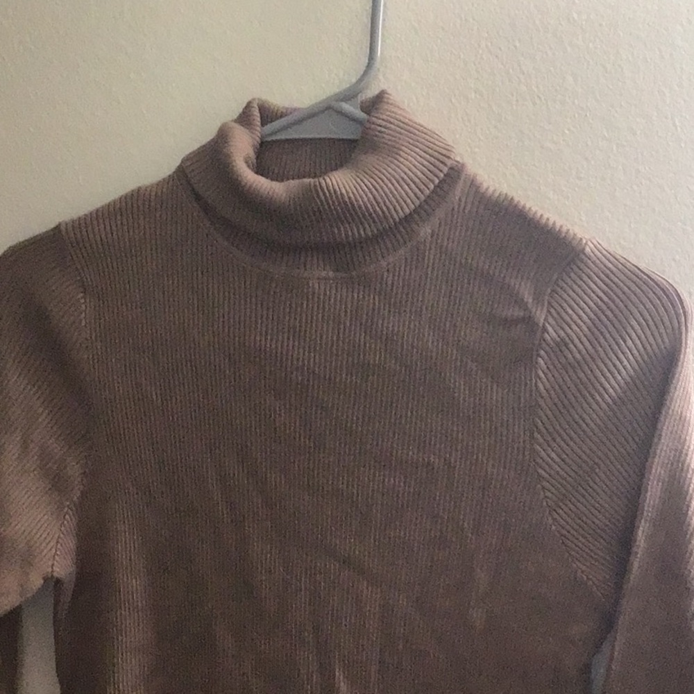 A ribbed turtleneck dress